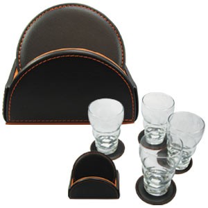 BA17303 - SET DE PORTAVASOS DE CURPIEL CON 6 PIEZAS
